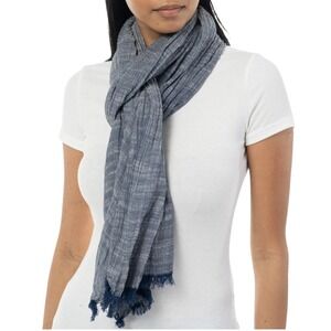 Style & Co Textured Linen-Look Scarf Convertible Wrap Navy One Size 72" x 27"